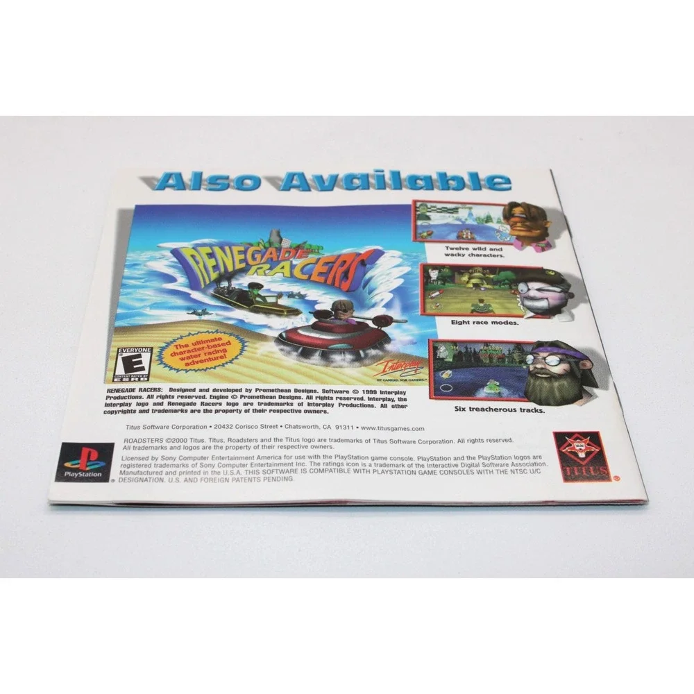 PS1 Roadsters (Sony PlayStation 1, 2000) Complete w/ Manual + Reg